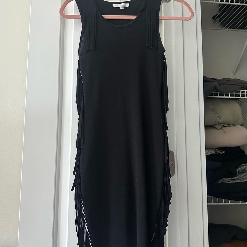 Lucy Paris Black Fringe Mini Dress